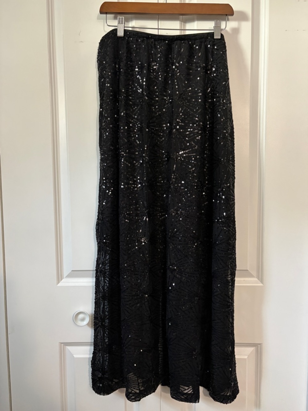 KAFFE curve Black Sequin Embellished Maxi Skirt